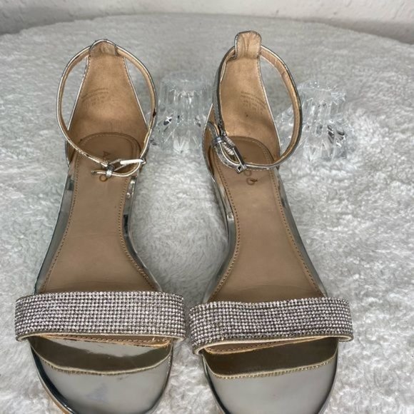 Aldo Silver Sandals with Rhinestone Strap - Picture 2 of 7